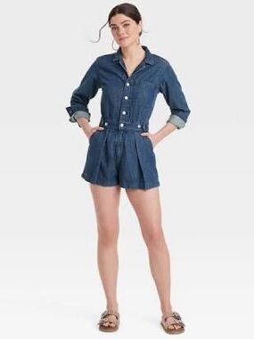 Universal Thread Indigo Denim Romper Size 12 NWT